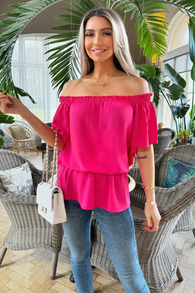AX Paris Hot Pink Bardot Top Women Tops