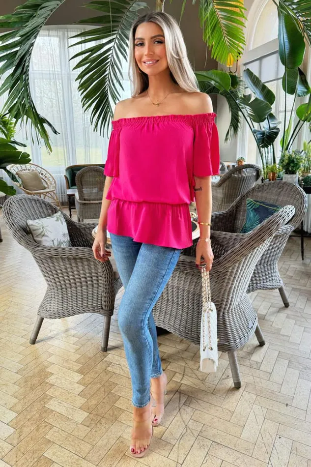 AX Paris Hot Pink Bardot Top Women Tops
