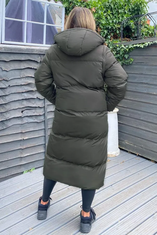 AX Paris Khaki 2 In 1 Puffer Coat With Detachable Sleeves Women Coats and Jackets