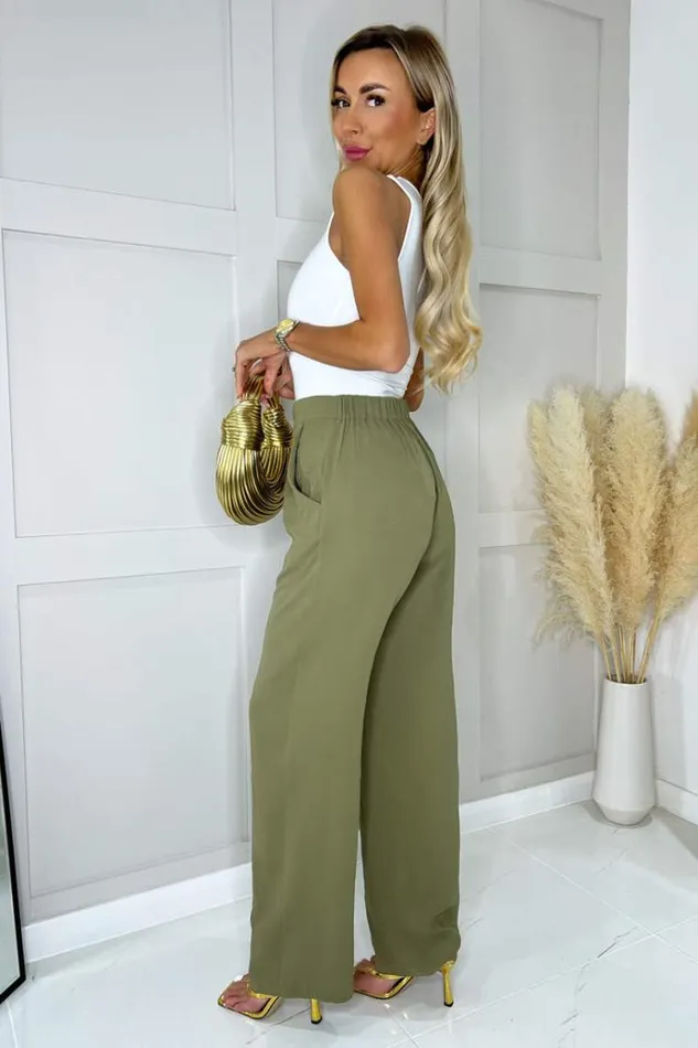 AX Paris Khaki Straight Leg Trousers Women Coords