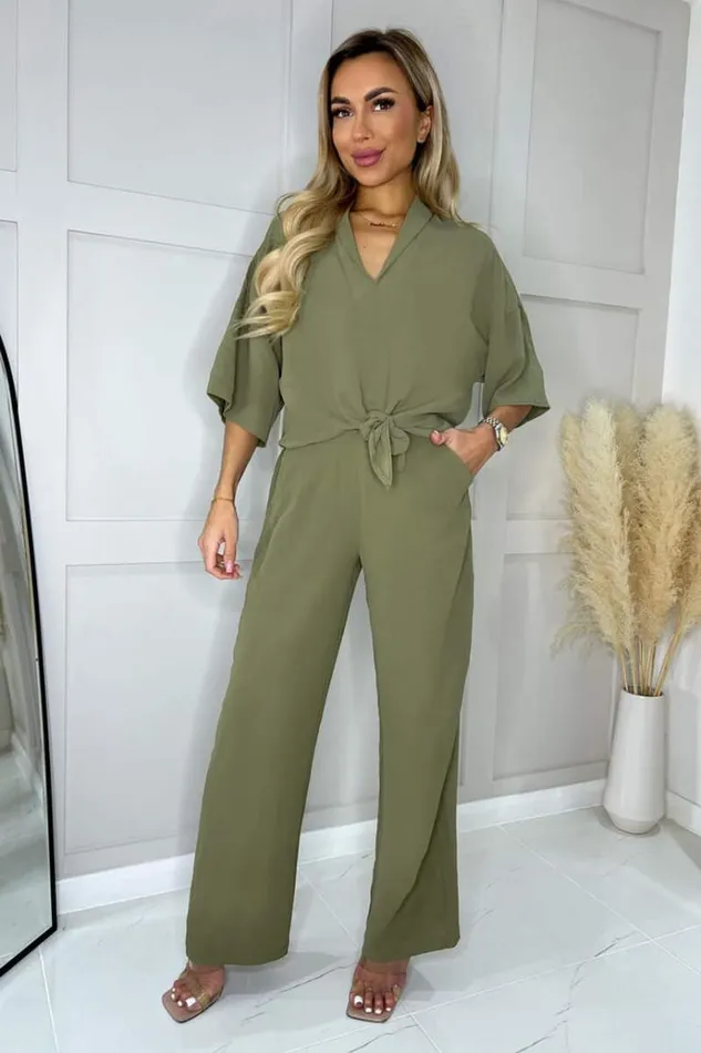 AX Paris Khaki Straight Leg Trousers Women Coords