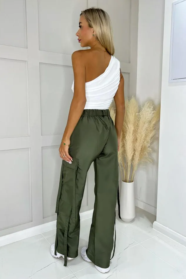 AX Paris Khaki Strap Detail Cargo Pants Women Loungewear