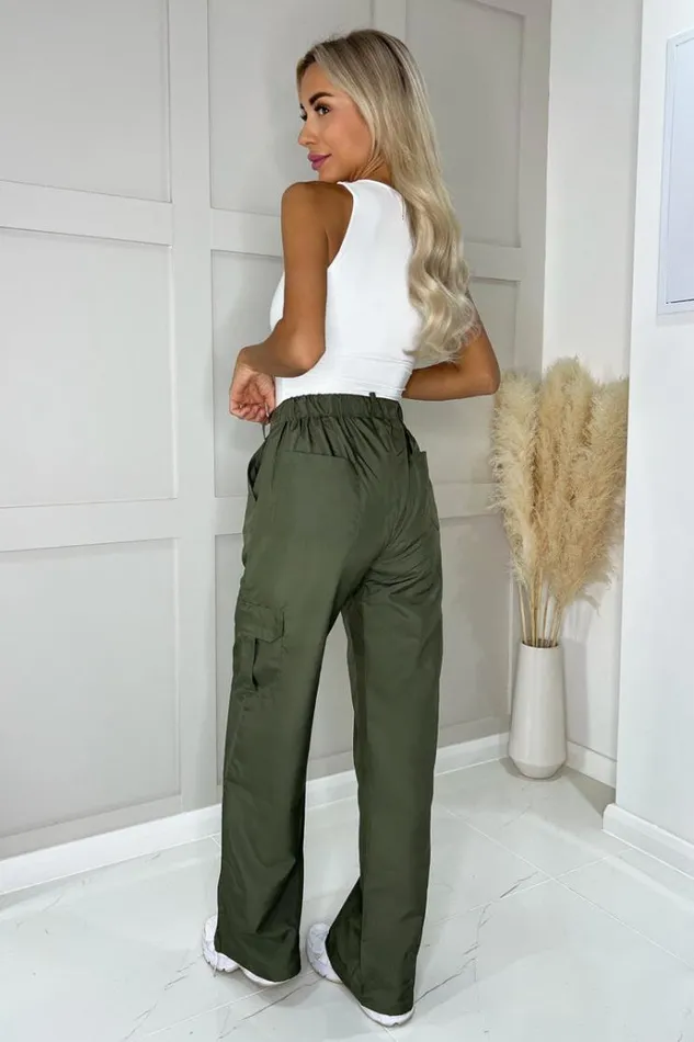 AX Paris Khaki Wide Leg Cargo Pants Women Loungewear