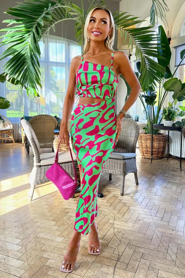 AX Paris Multi Abstract Print Asymmetric Cut Out Midi Dress Women Dresses