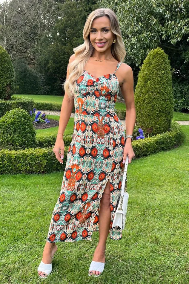AX Paris Multi Abstract Print Strappy Midi Dress Women Dresses