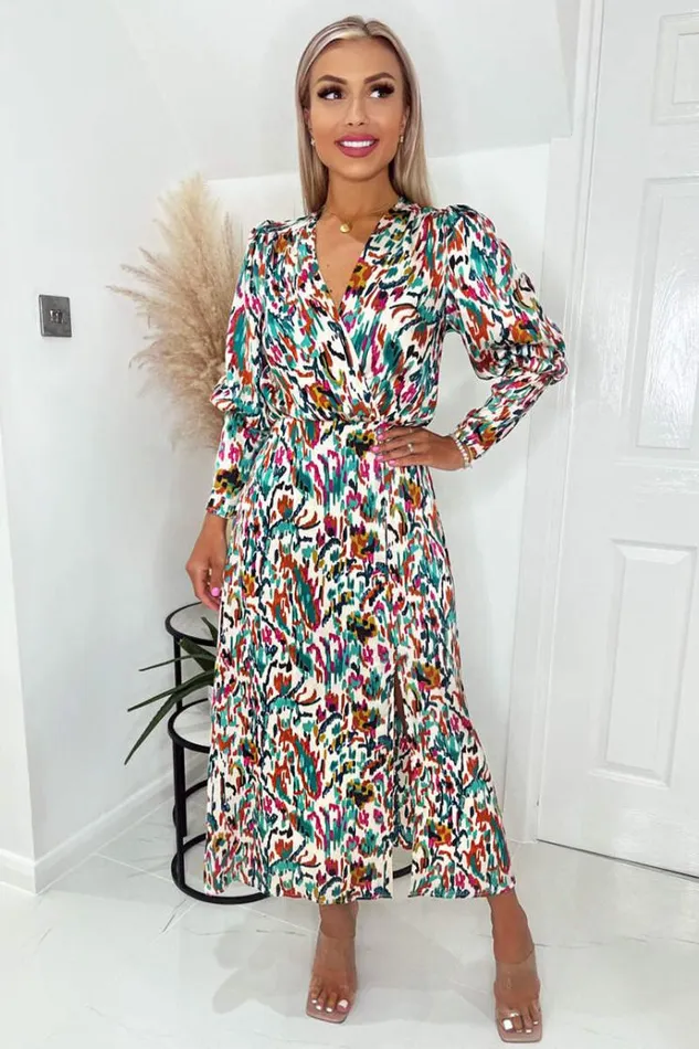 AX Paris Multi Colour Printed Wrap Top Midi Dress Women Dresses