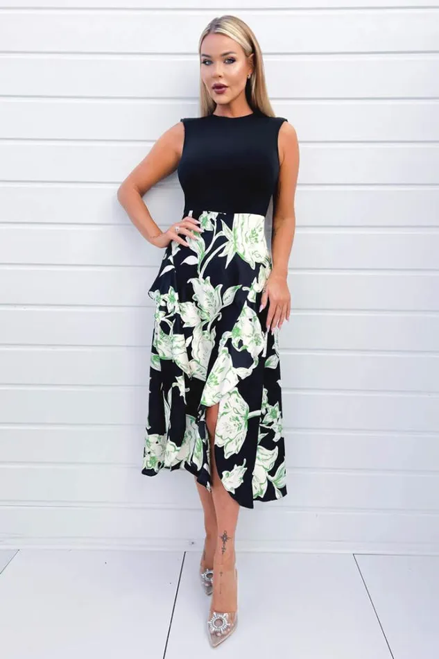 AX Paris Multi Floral 2 In 1 Frill Split Midi Dress Women Dresses