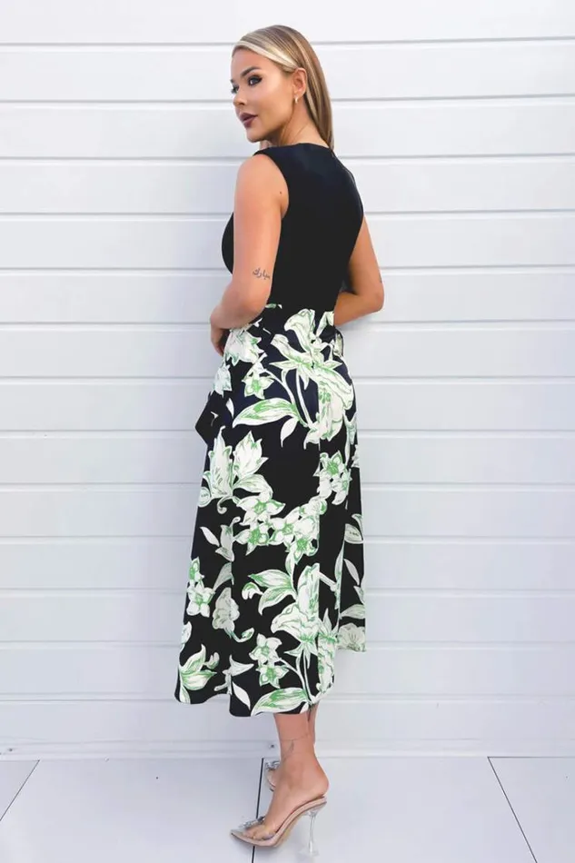 AX Paris Multi Floral 2 In 1 Frill Split Midi Dress Women Dresses