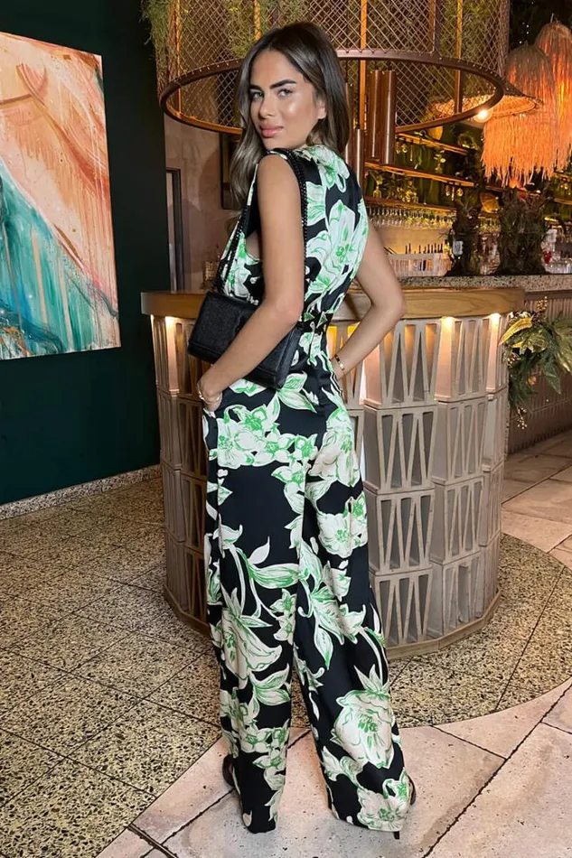 AX Paris Multi Floral Print V Neck Sleeveless Jumpsuit Women Jumpsuits And Playsuits