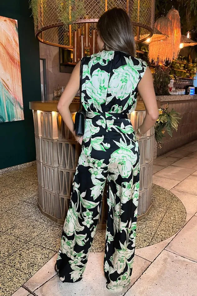 AX Paris Multi Floral Print V Neck Sleeveless Jumpsuit Women Jumpsuits And Playsuits