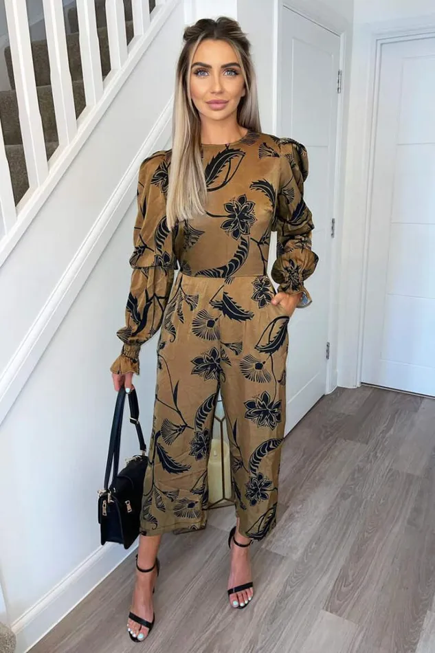 AX Paris Multi Floral Printed Elasticated Sleeve Jumpsuit Women Jumpsuits And Playsuits AX Paris Multi Floral Printed Elasticated Sleeve Jumpsuit Women Jumpsuits And Playsuits
