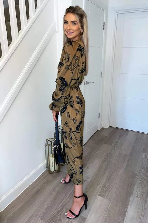 AX Paris Multi Floral Printed Elasticated Sleeve Jumpsuit Women Jumpsuits And Playsuits