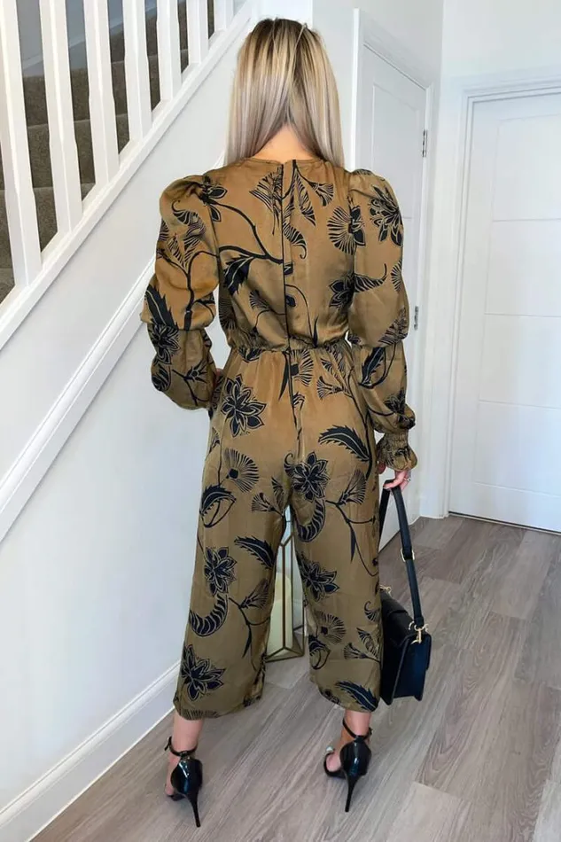 AX Paris Multi Floral Printed Elasticated Sleeve Jumpsuit Women Jumpsuits And Playsuits