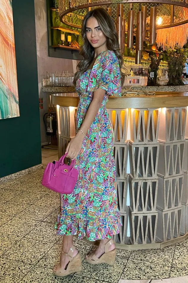 AX Paris Multi Garden Print Frill Hem Midi Dress Women Dresses