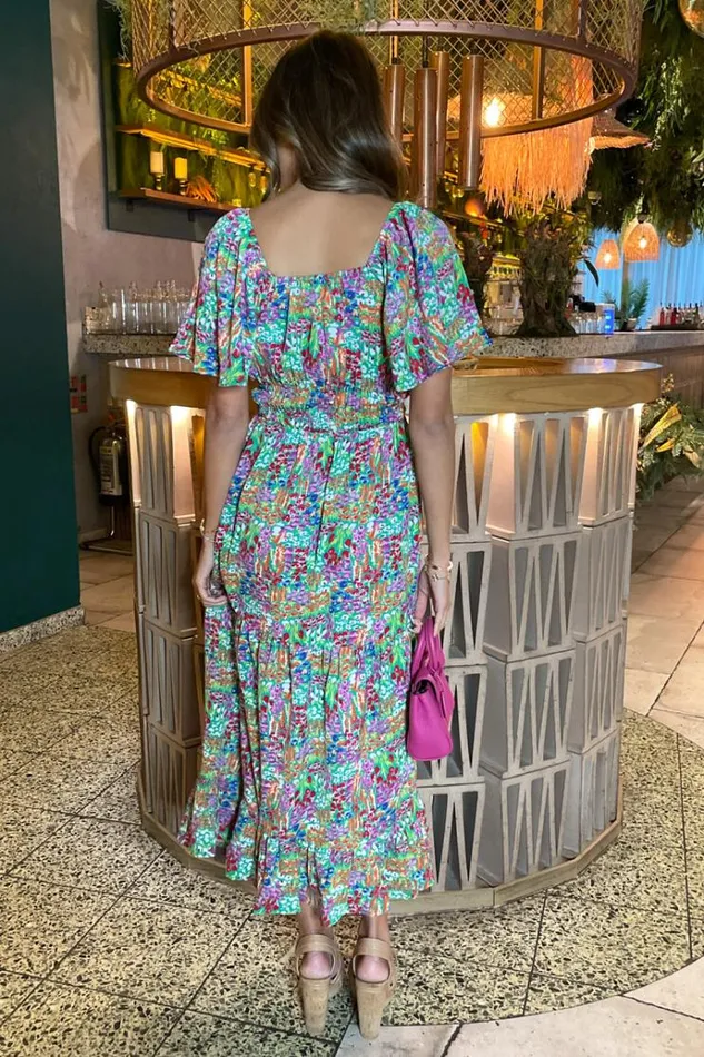 AX Paris Multi Garden Print Frill Hem Midi Dress Women Dresses