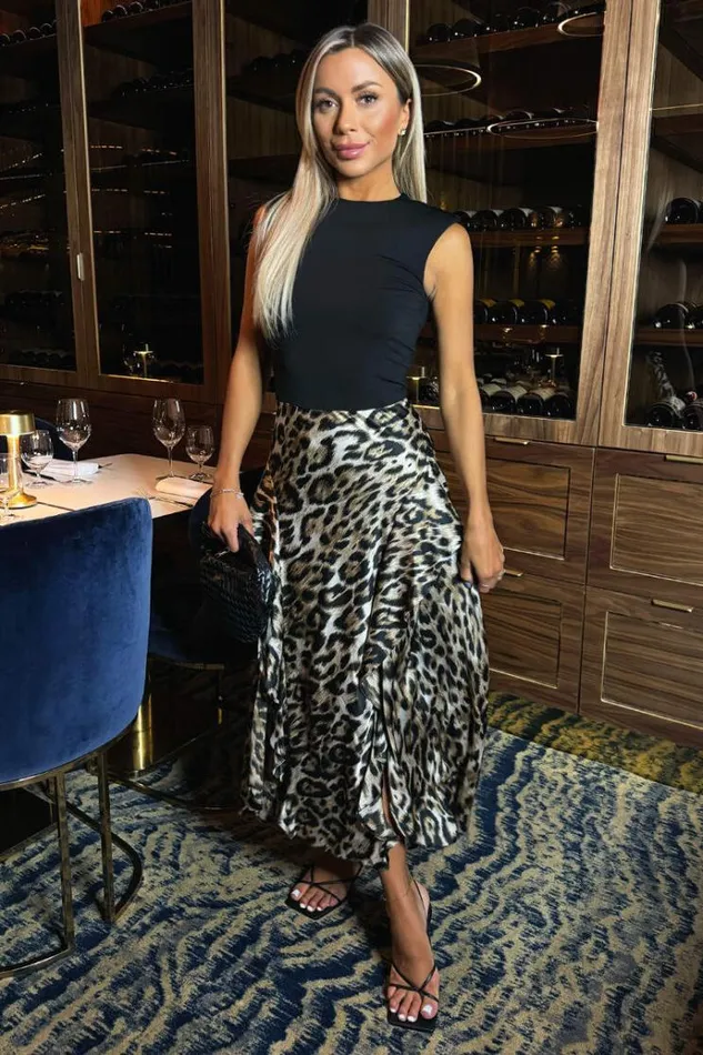 AX Paris Multi Leopard Print 2 In 1 Double Frill Split Midi Dress Women The Leopard Edit