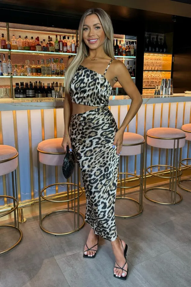 AX Paris Multi Leopard Print Asymmetric Cut Out Midi Dress Women The Leopard Edit