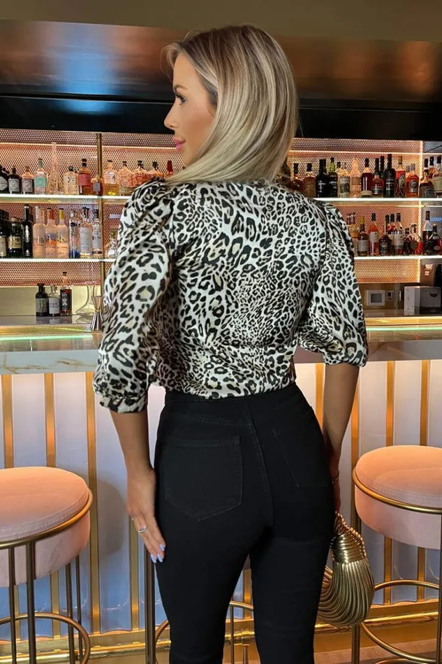 AX Paris Multi Leopard Print Satin Button Front Top Women The Leopard Edit