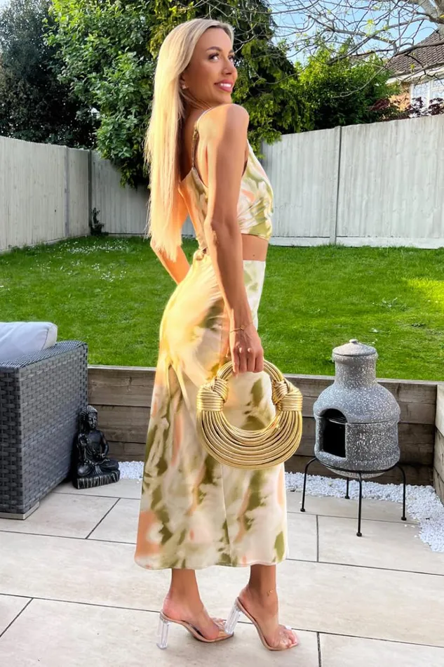 AX Paris Multi Marble Print Asymmetric Cut Out Midi Dress Women Dresses