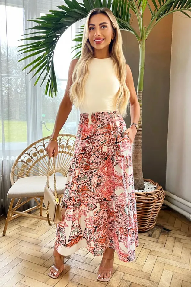 AX Paris Multi Paisley Print Shirred Waist Maxi Skirt Women Skirts and Shorts AX Paris Multi Paisley Print Shirred Waist Maxi Skirt Women Skirts and Shorts