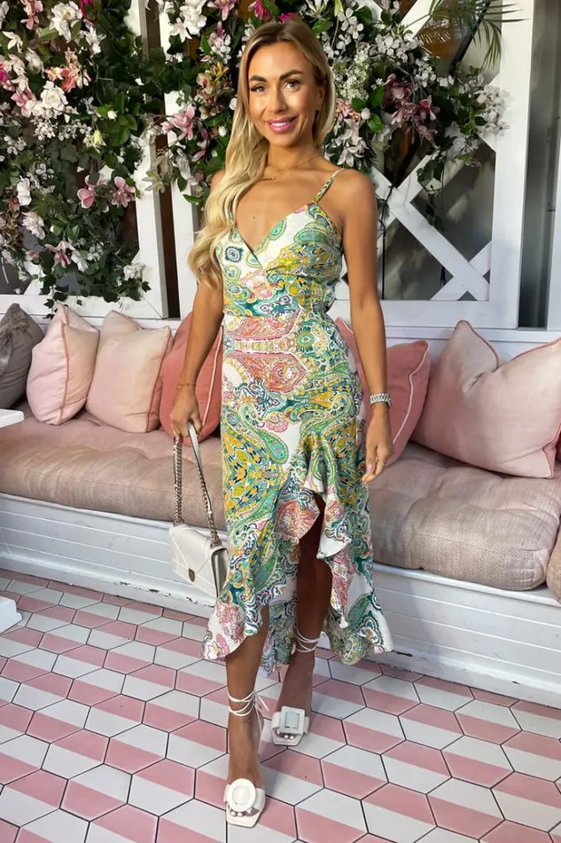 AX Paris Multi Paisley Printed Wrap Over Strappy Midi Dress Women Dresses