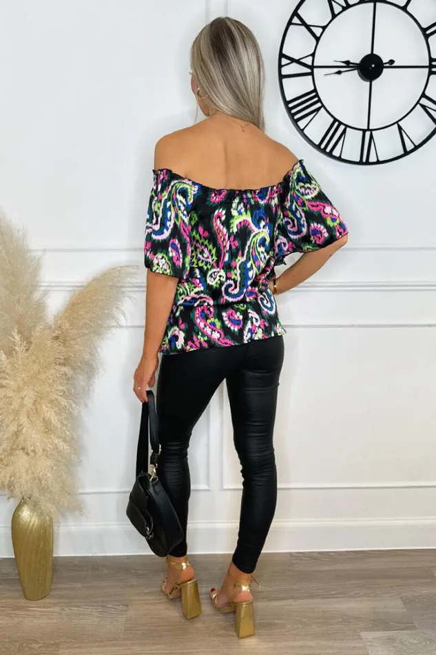 AX Paris Multi Print Bardot Frill Sleeve Top Women Tops