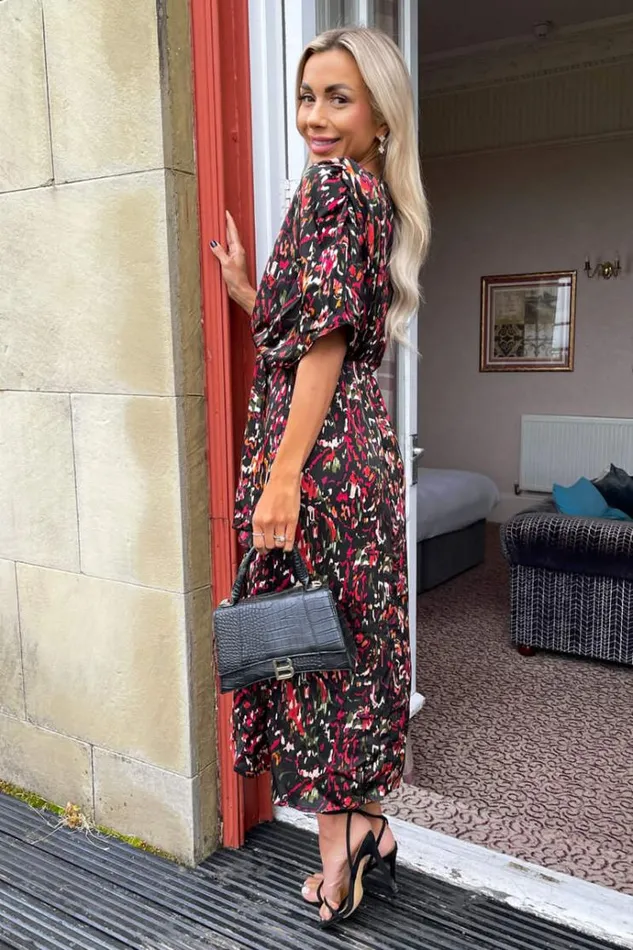 AX Paris Multi Print Batwing Top Wrap Skirt Midi Dress Women Dresses