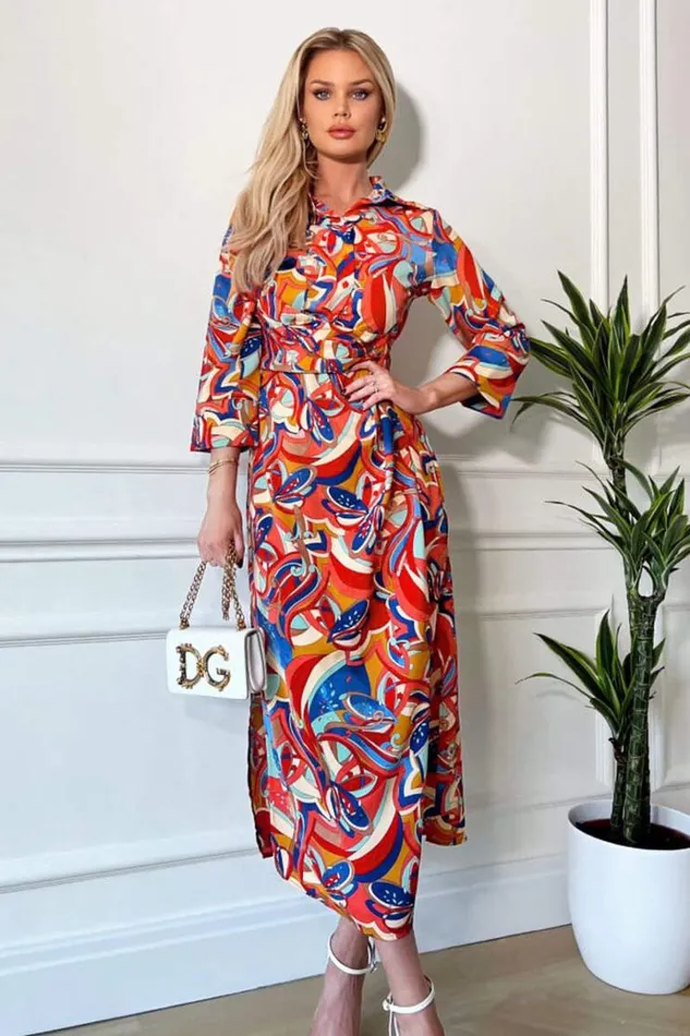 AX Paris Multi Printed Button Up Top Midi Dress Women Dresses