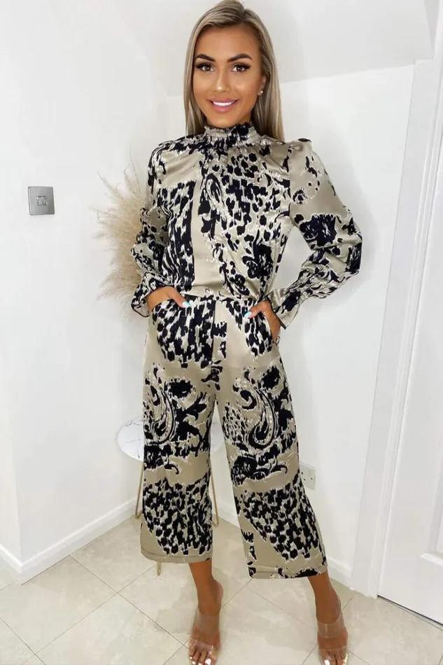 AX Paris Multi Printed Elasticated Neck Culotte Jumpsuit Women Jumpsuits And Playsuits