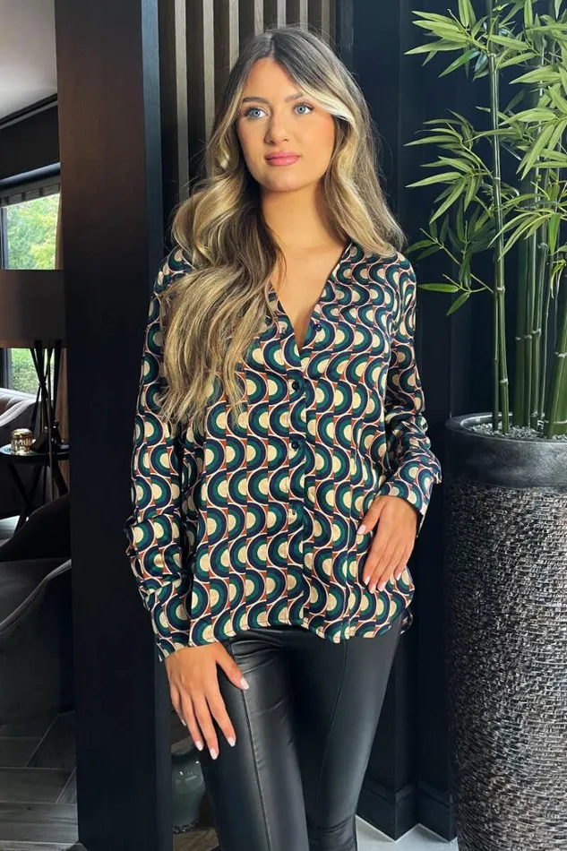 AX Paris Multi Printed Long Sleeve Shirt Women Coords