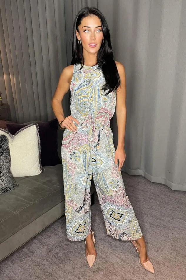 AX Paris Multi Printed Sleeveless Knot Front Jumpsuit Women Jumpsuits And Playsuits