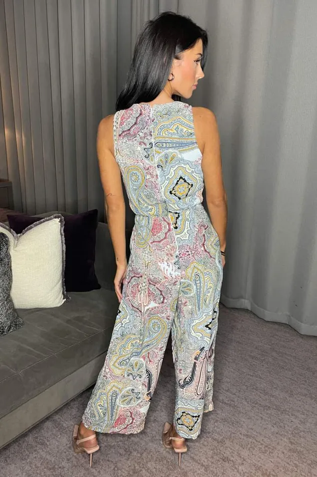 AX Paris Multi Printed Sleeveless Knot Front Jumpsuit Women Jumpsuits And Playsuits