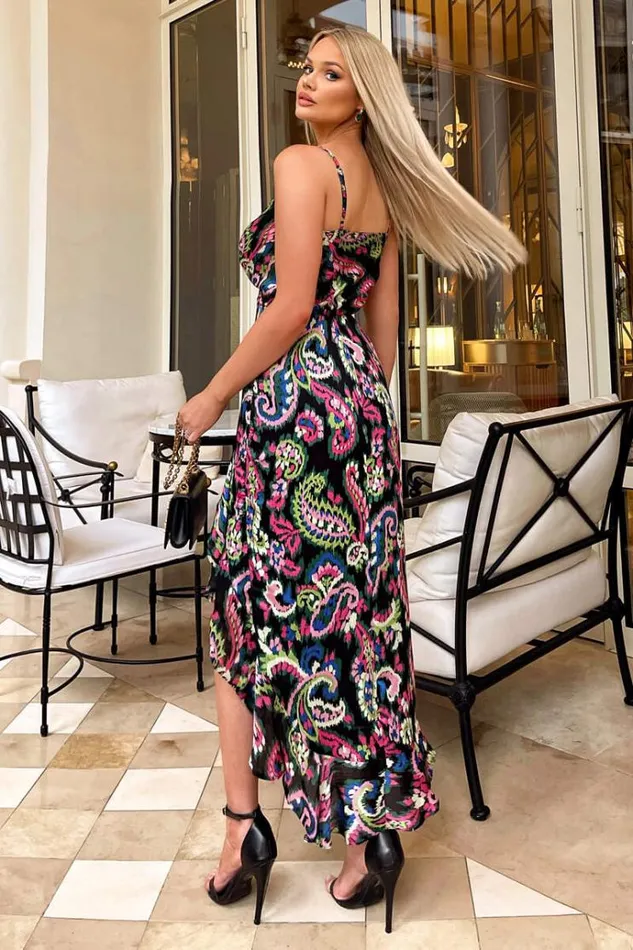 AX Paris Multi Printed Wrap Over Strappy Midi Dress Women Dresses