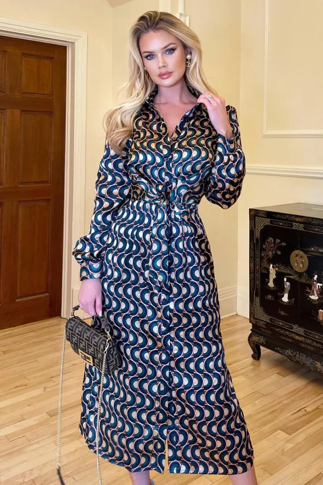 AX Paris Multi Tie Waist Midi Shirt Dress Women Dresses