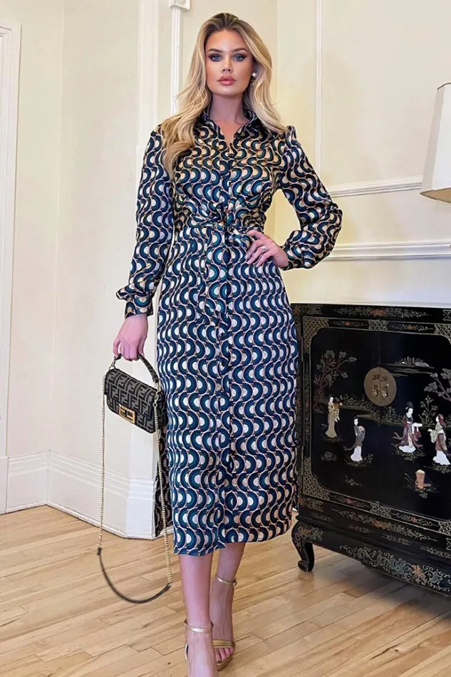 AX Paris Multi Tie Waist Midi Shirt Dress Women Dresses