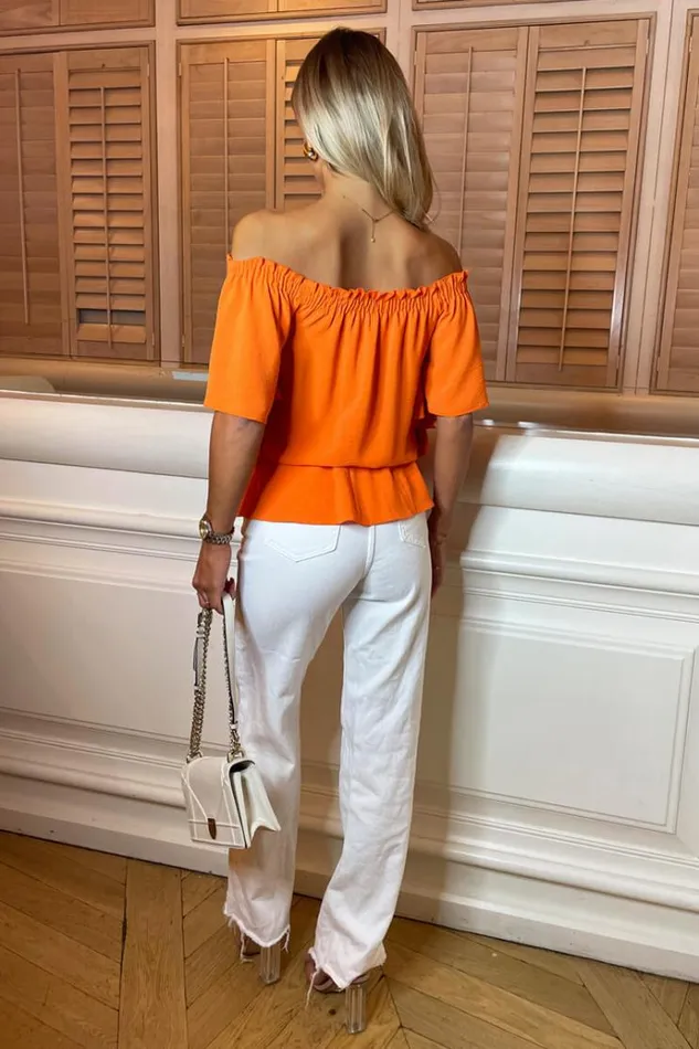 AX Paris Orange Bardot Top Women Tops