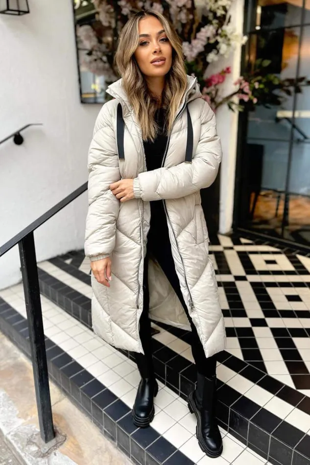 AX Paris Oyster Long Puffer Coat Women Coats and Jackets