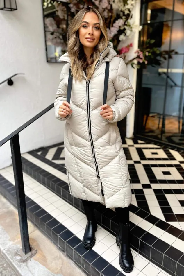 AX Paris Oyster Long Puffer Coat Women Coats and Jackets