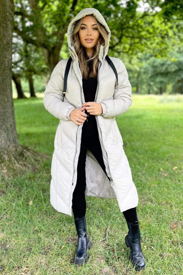 AX Paris Oyster Long Puffer Coat Women Coats and Jackets