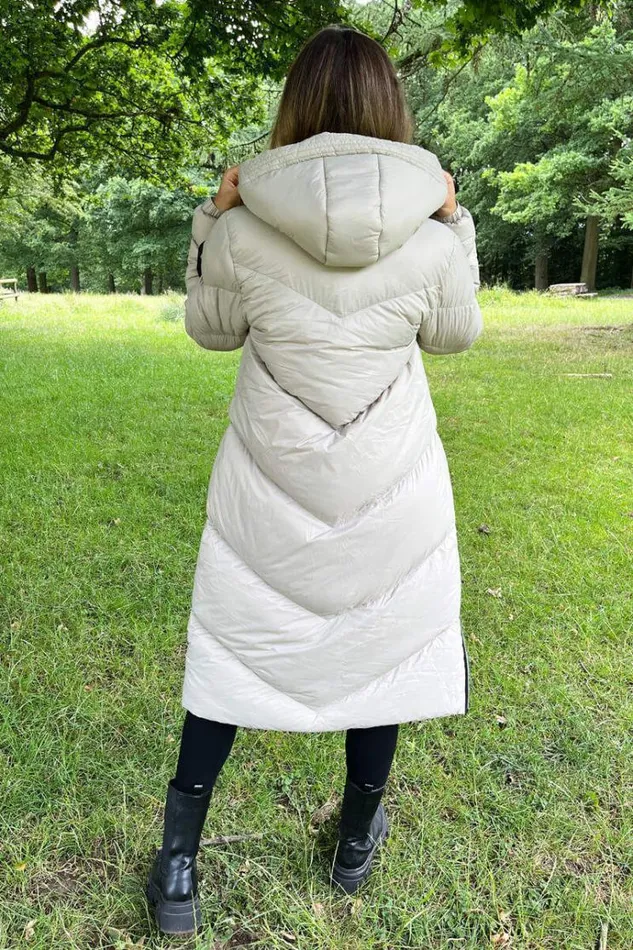 AX Paris Oyster Long Puffer Coat Women Coats and Jackets