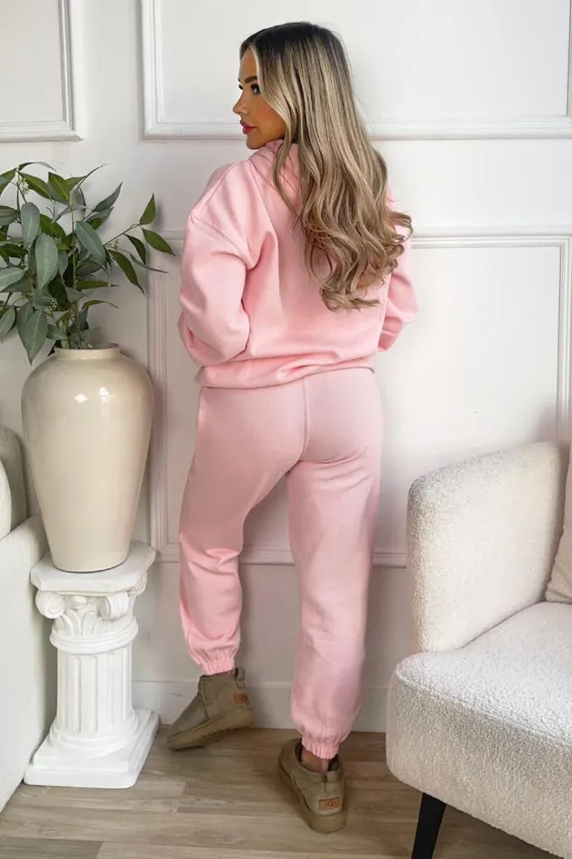 AX Paris Pink Atelier Embroidered Slogan Hoodie Lounge Set Women Loungewear