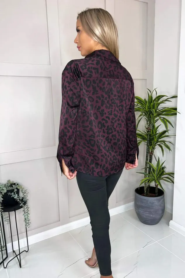 AX Paris Plum Leopard Print Shirt Women Tops
