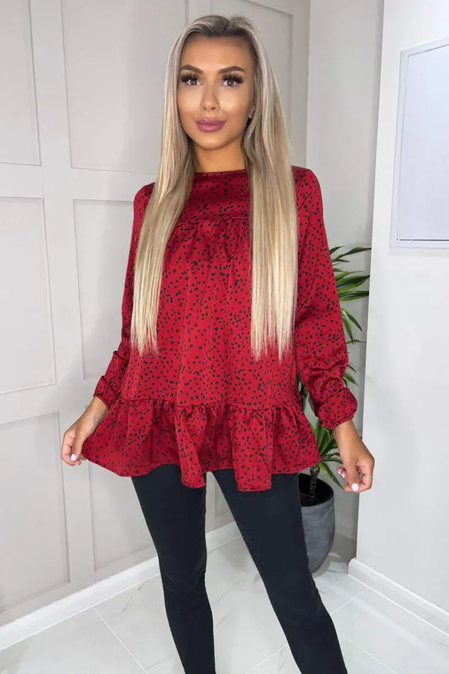 AX Paris Red And Black Printed Smock Top Women Tops
