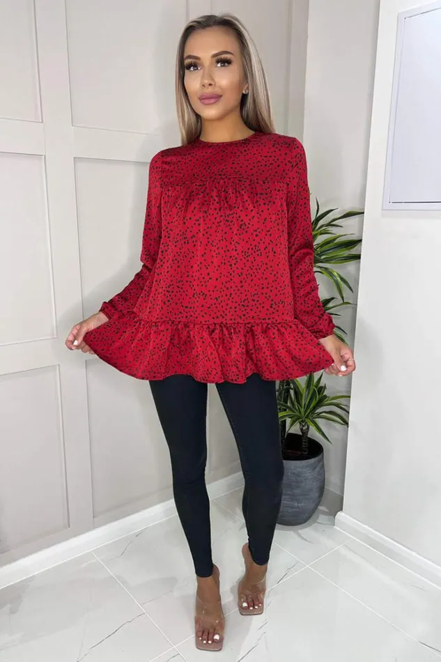 AX Paris Red And Black Printed Smock Top Women Tops
