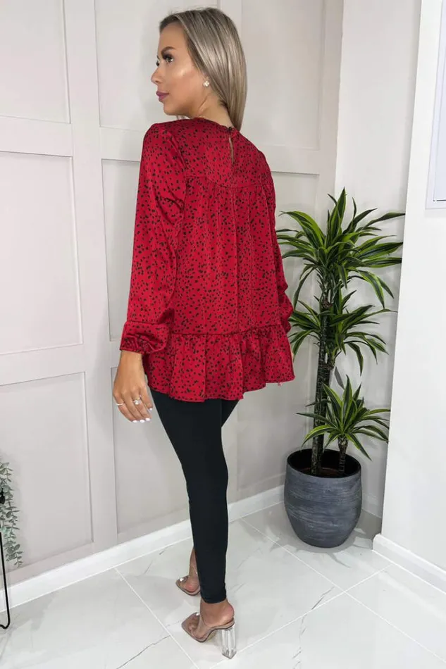AX Paris Red And Black Printed Smock Top Women Tops