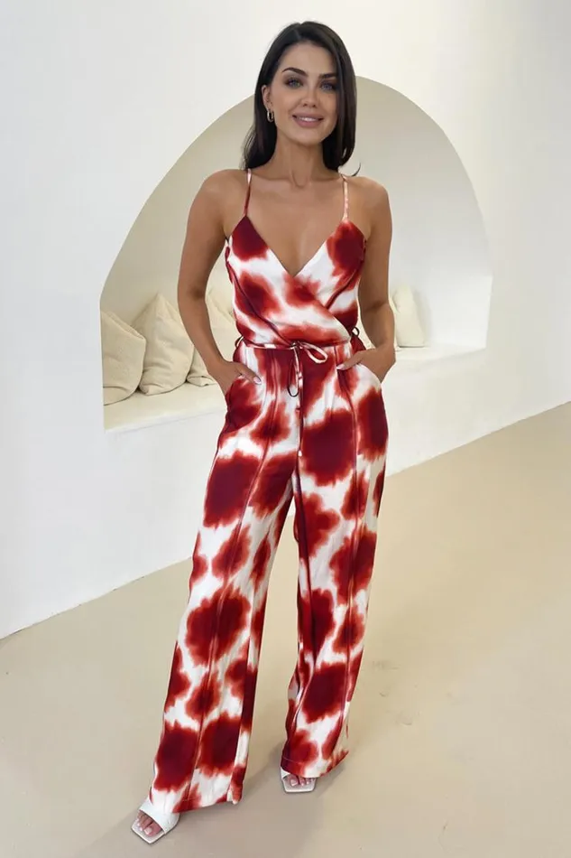 AX Paris Rust Printed Strappy Tie Waist Jumpsuit Women Jumpsuits And Playsuits AX Paris Rust Printed Strappy Tie Waist Jumpsuit Women Jumpsuits And Playsuits