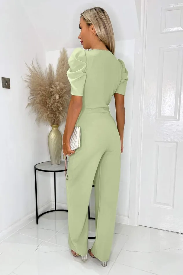 AX Paris Sage Wrap Top Belted Full Length Jumpsuit Women Jumpsuits And Playsuits