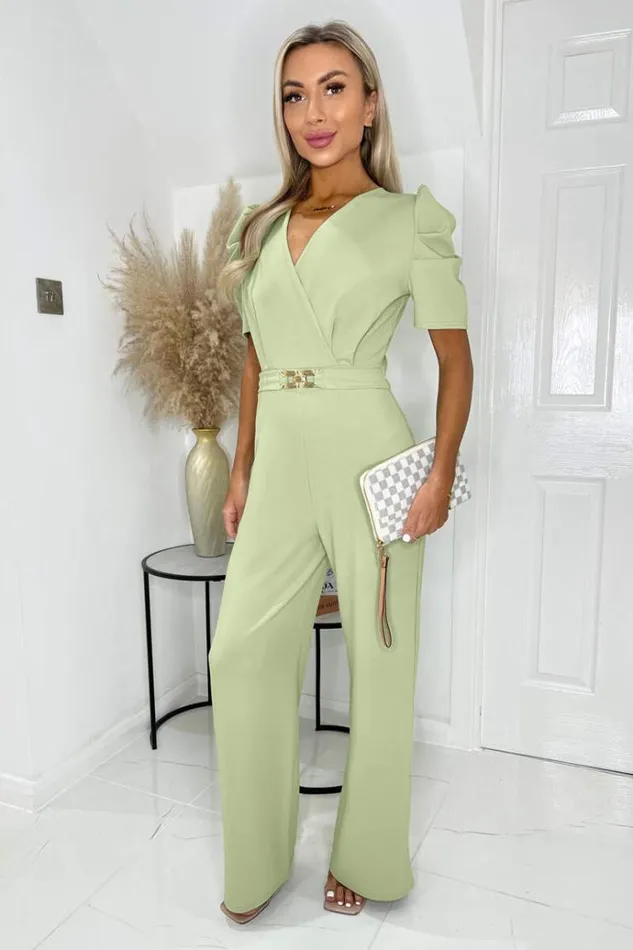 AX Paris Sage Wrap Top Belted Full Length Jumpsuit Women Jumpsuits And Playsuits