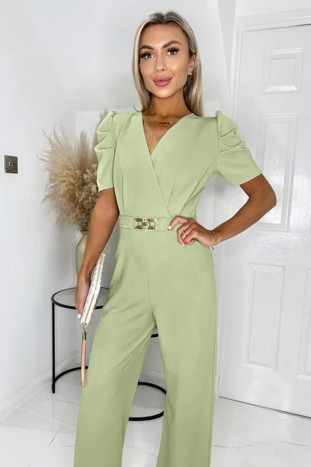 AX Paris Sage Wrap Top Belted Full Length Jumpsuit Women Jumpsuits And Playsuits