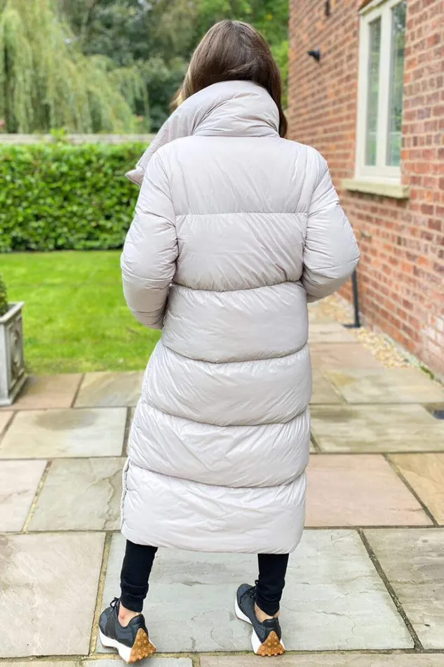 AX Paris Silver Wrap Puffer Coat Women Coats and Jackets